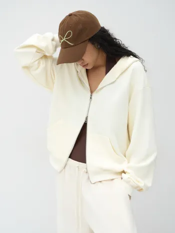 Cotton-blend Zip Through Hoodie