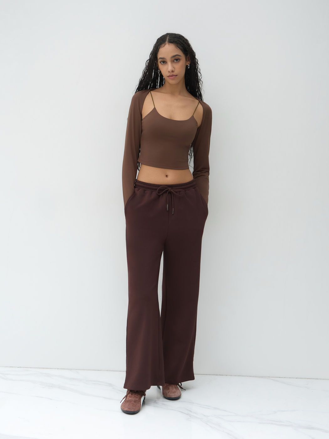 U-neckline Crop Cami Top With Shrug