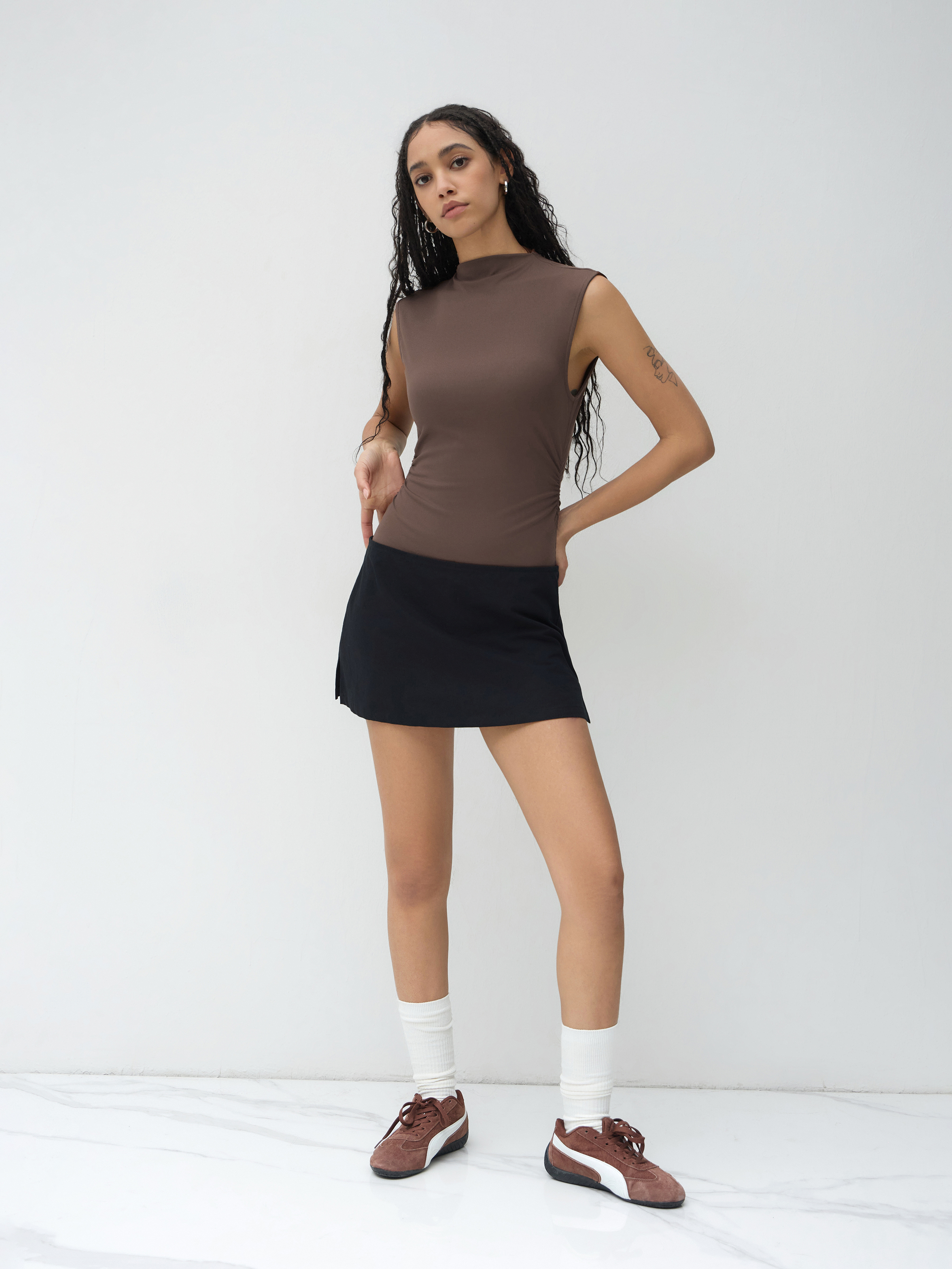 Cotton Low Rise Split Skort