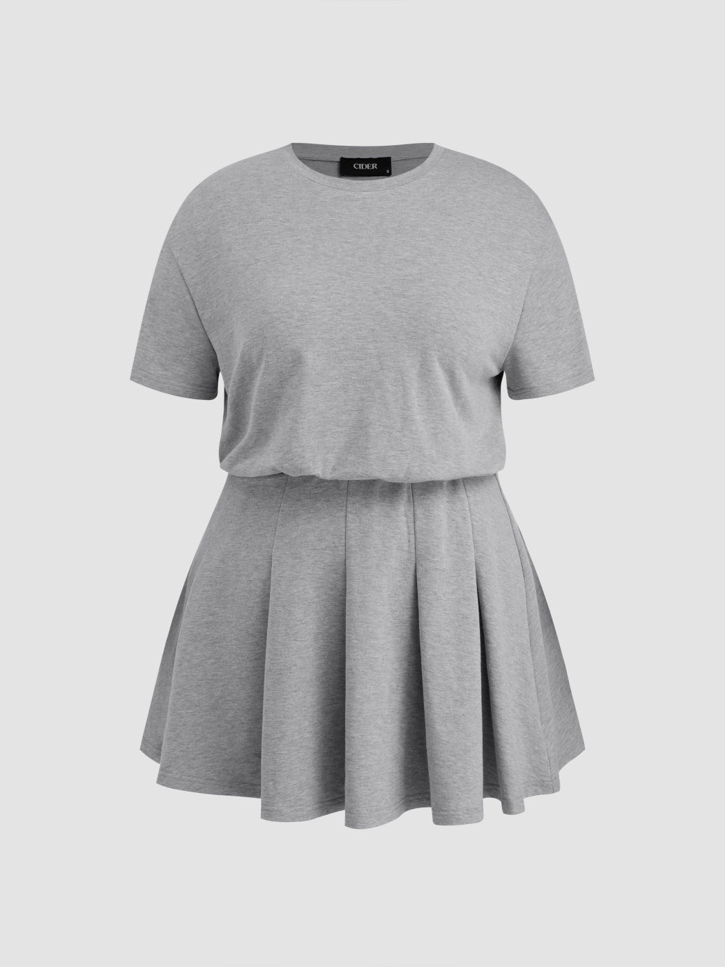 Cotton-blend Pleated Mini Dress Curve & Plus