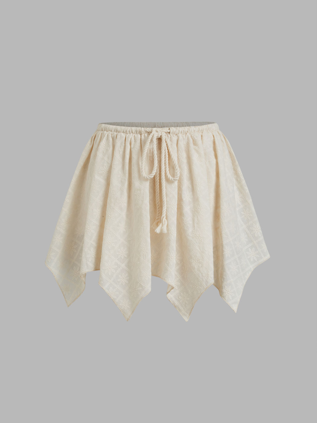 Baumwoll-Mini-Skirt mit mittlerem Bund, Stickerei und elastischem Bund