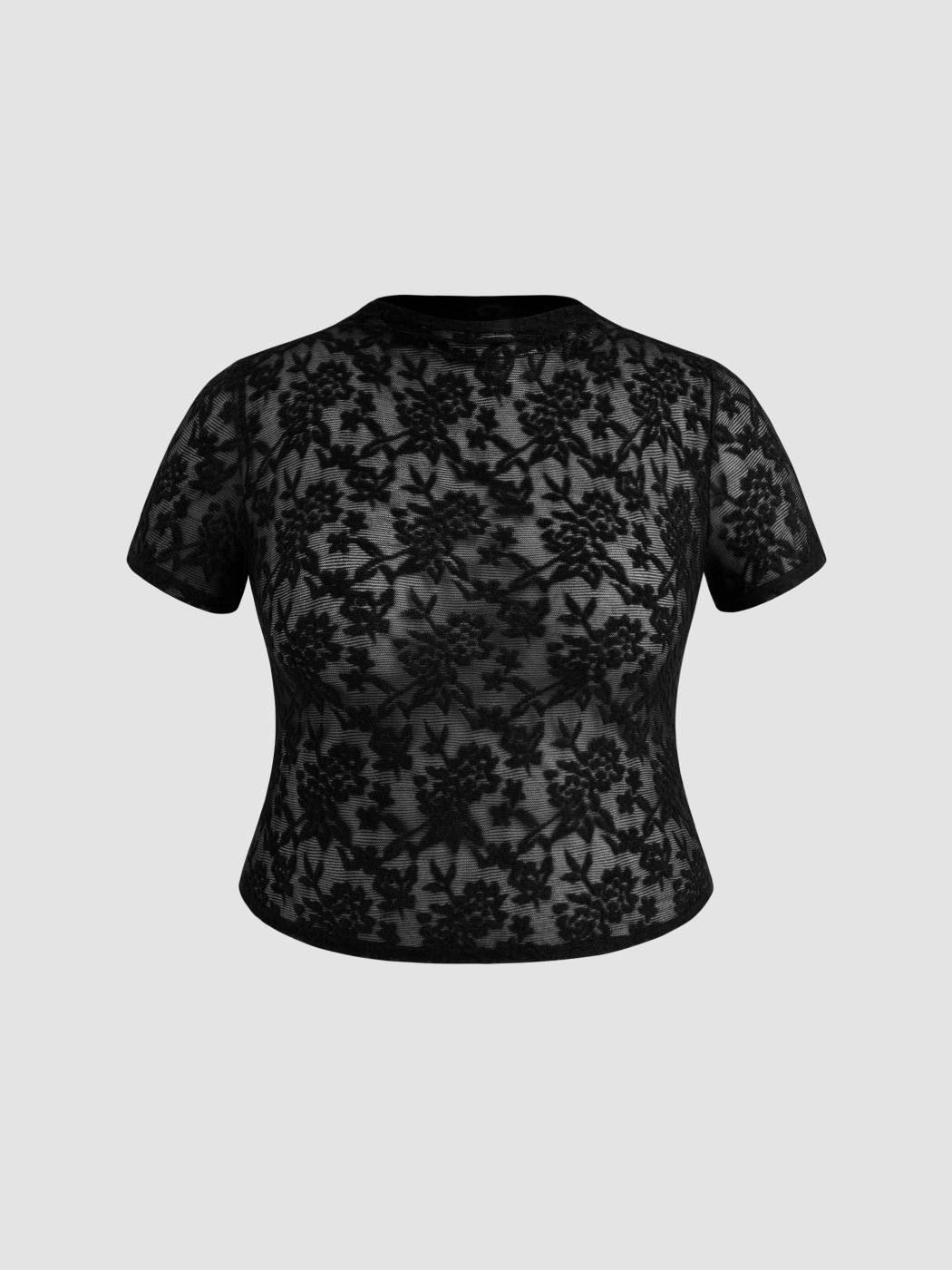 Lace Floral See-through Top Curve & Plus