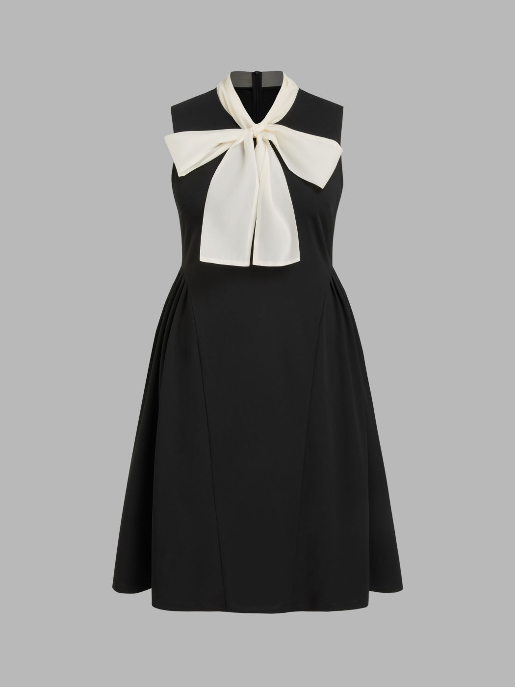 Abito midi con volant e papillon bicolore Curve & Plus