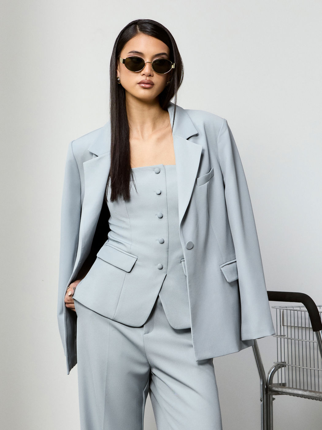 Notched Collar Oversized Blazer