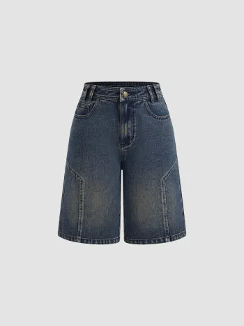 Cider Jeans Bermuda-Short mit mittlerer Taille und Taschen