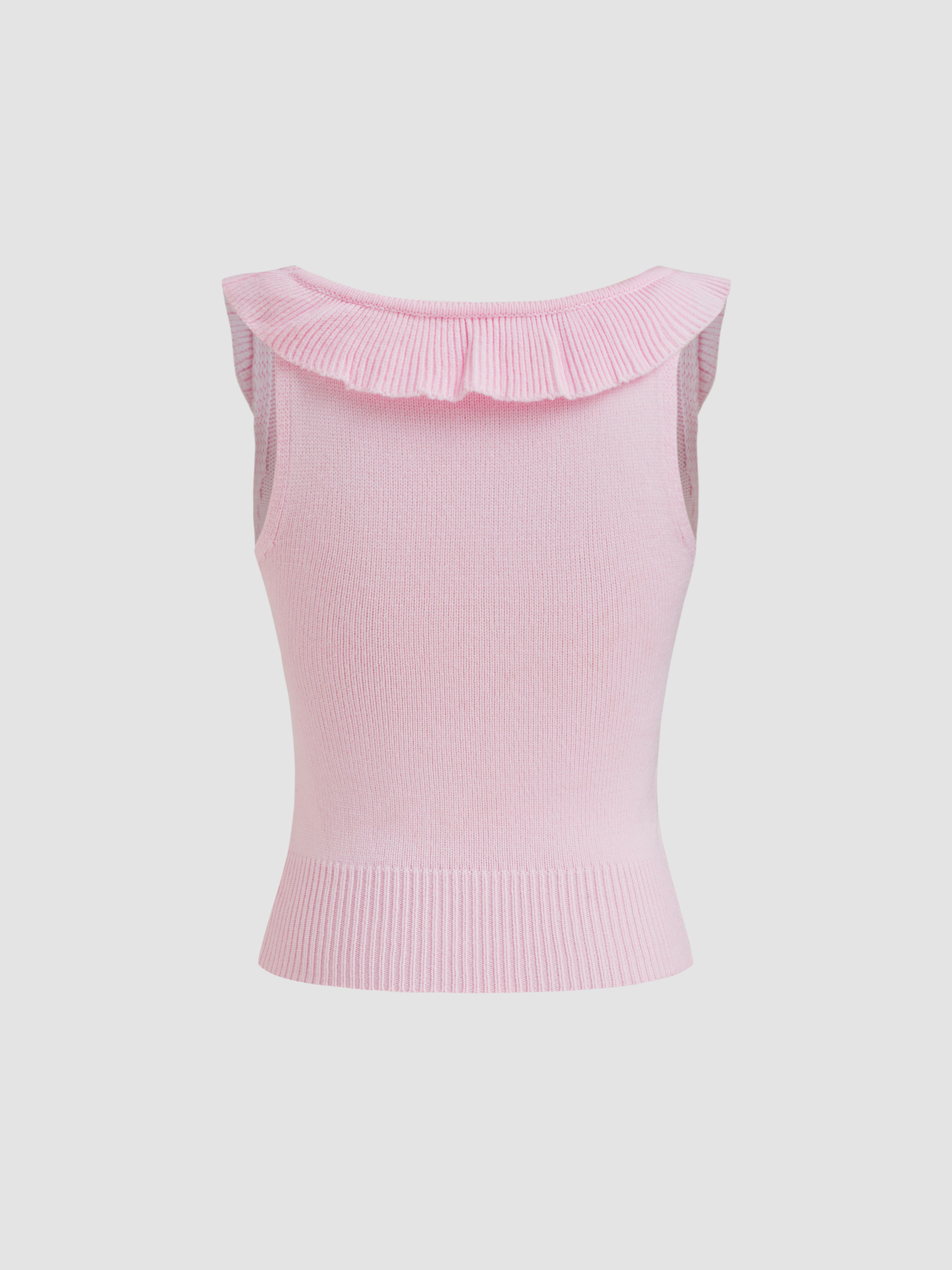 む様 U cut frill layered rib tops U cut frill layered rib tops（Ruffle Crop Top With Layers