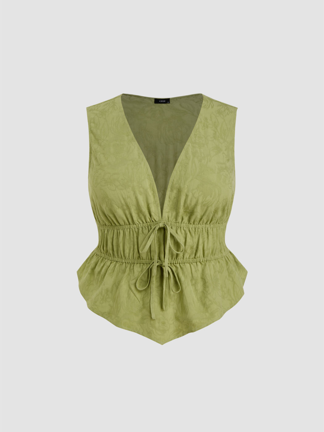 100% Baumwolle V-Hals-Bluse mit Frontbinde und Strumpfband Kurve & Plus