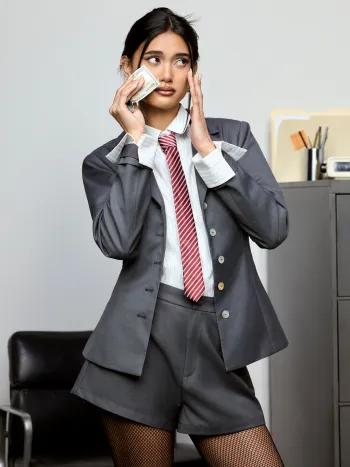 Notched Collar Button Up Blazer