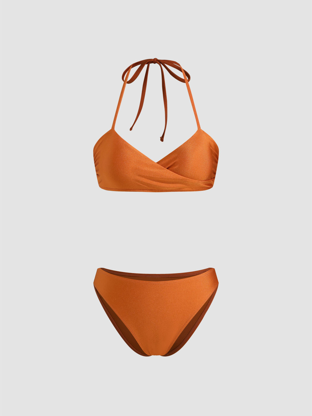 V-neck Wrap Halter Cheeky Bikini Set