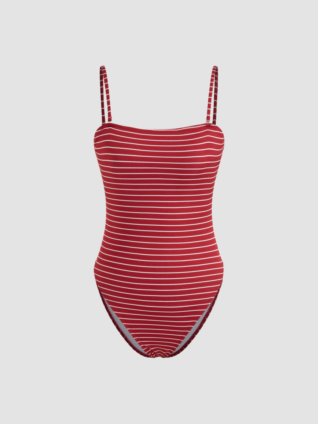 Adjustable Straps Shaping Square Neck Stripe One Piece Swimsuit