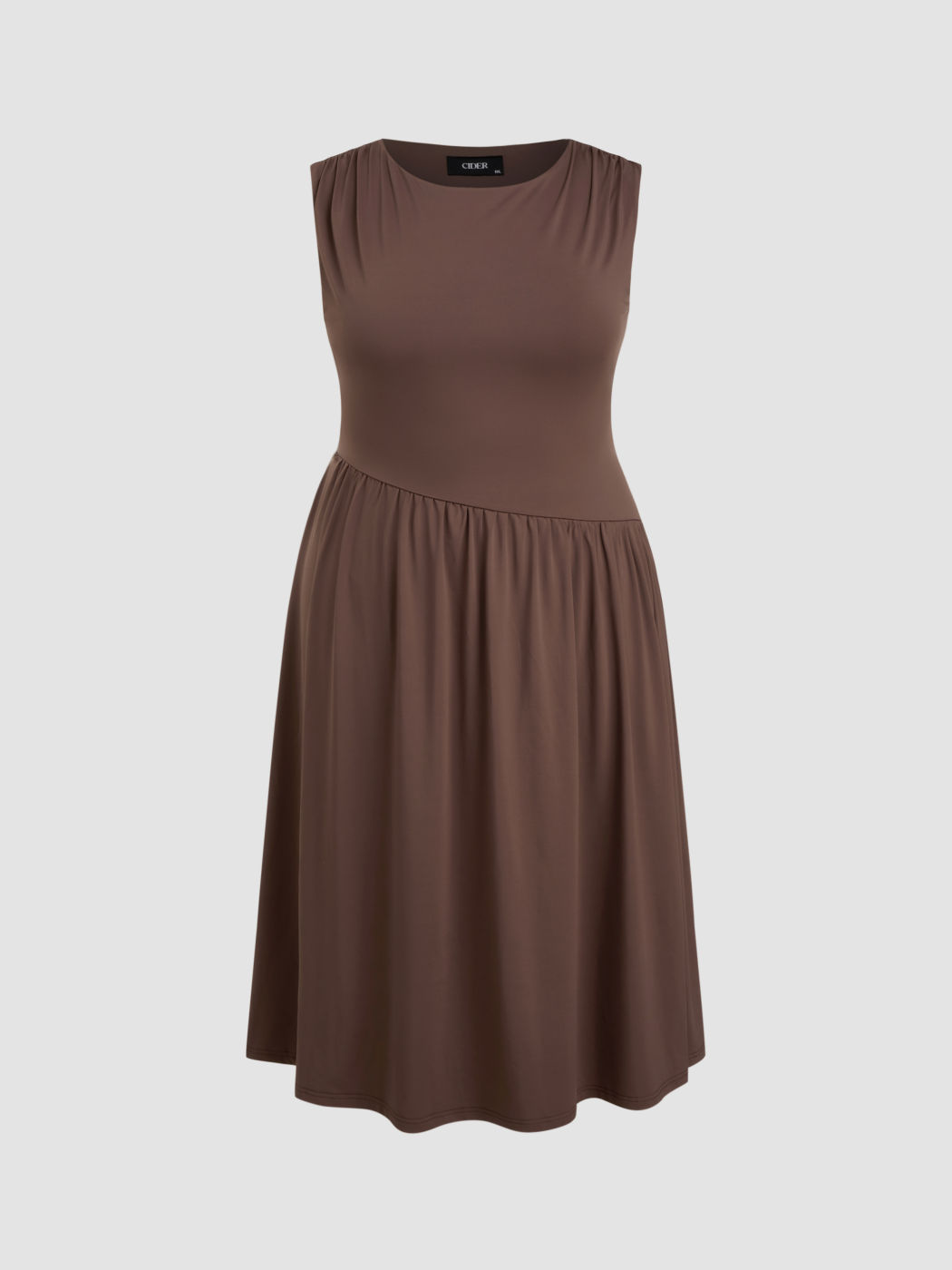 Boat Neck Lace Up Ruched Ruffle Midi Dress Curve & Plus