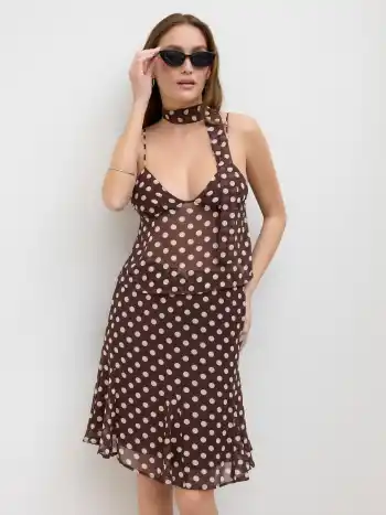 Mesh Low Rise Polka Dot Bowknot Mermaid Skirt