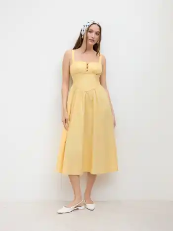 Cotton-blend Square Neck Lace Up Ruffle Maxi Dress
