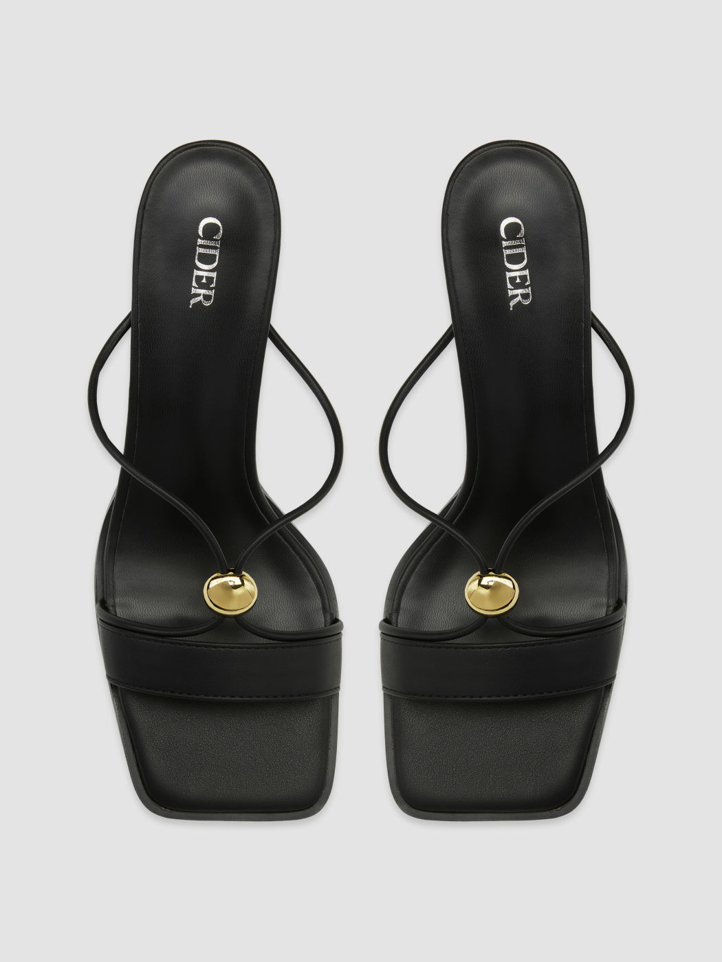 METAL DECOR SQUARE TOE STRAP CHUNKY HEELS