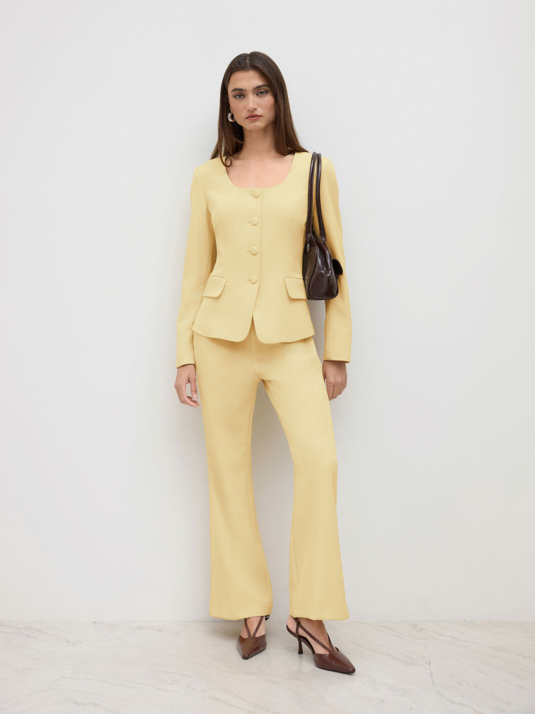U-neckline Split Blazer