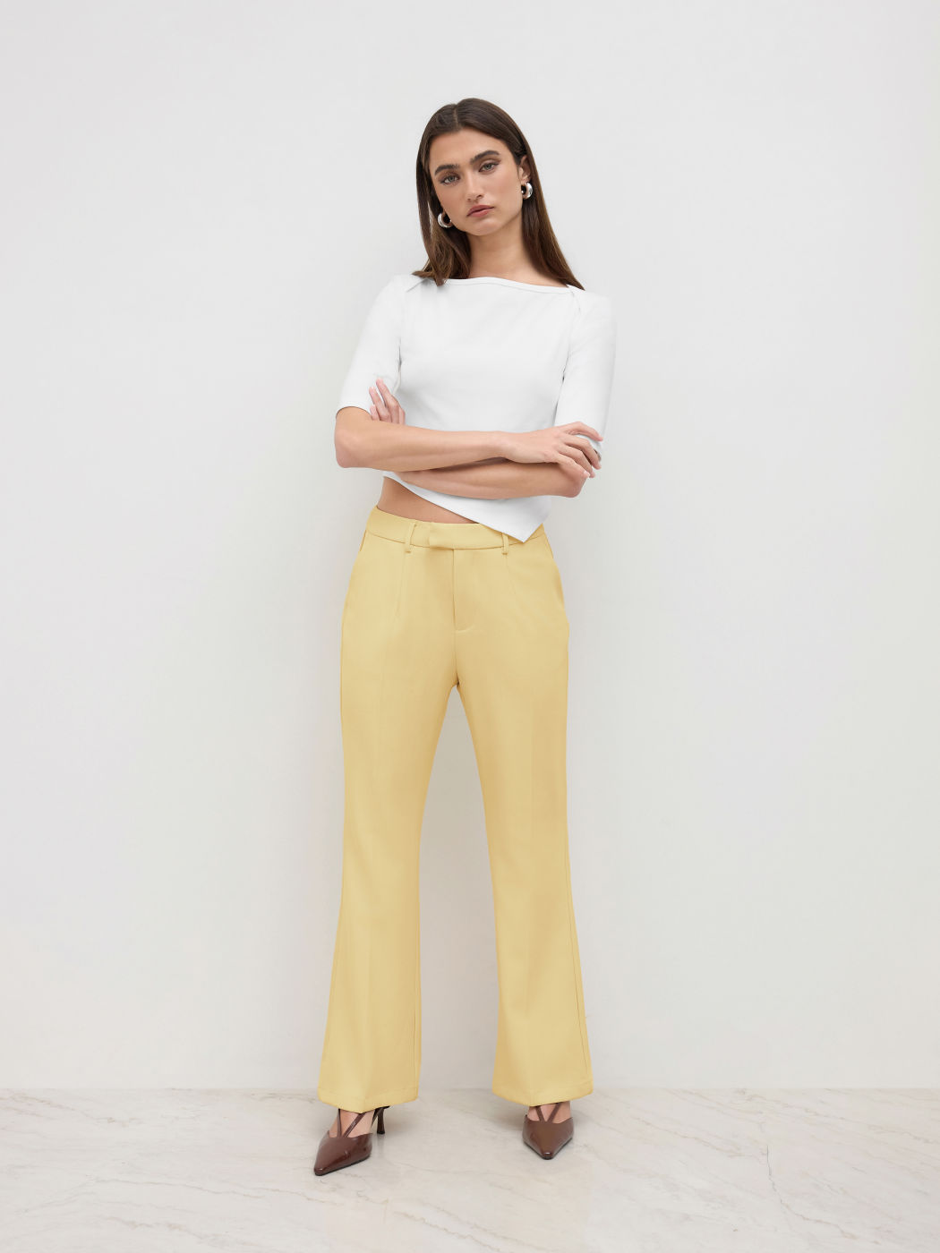 Mid Rise Flared Trousers