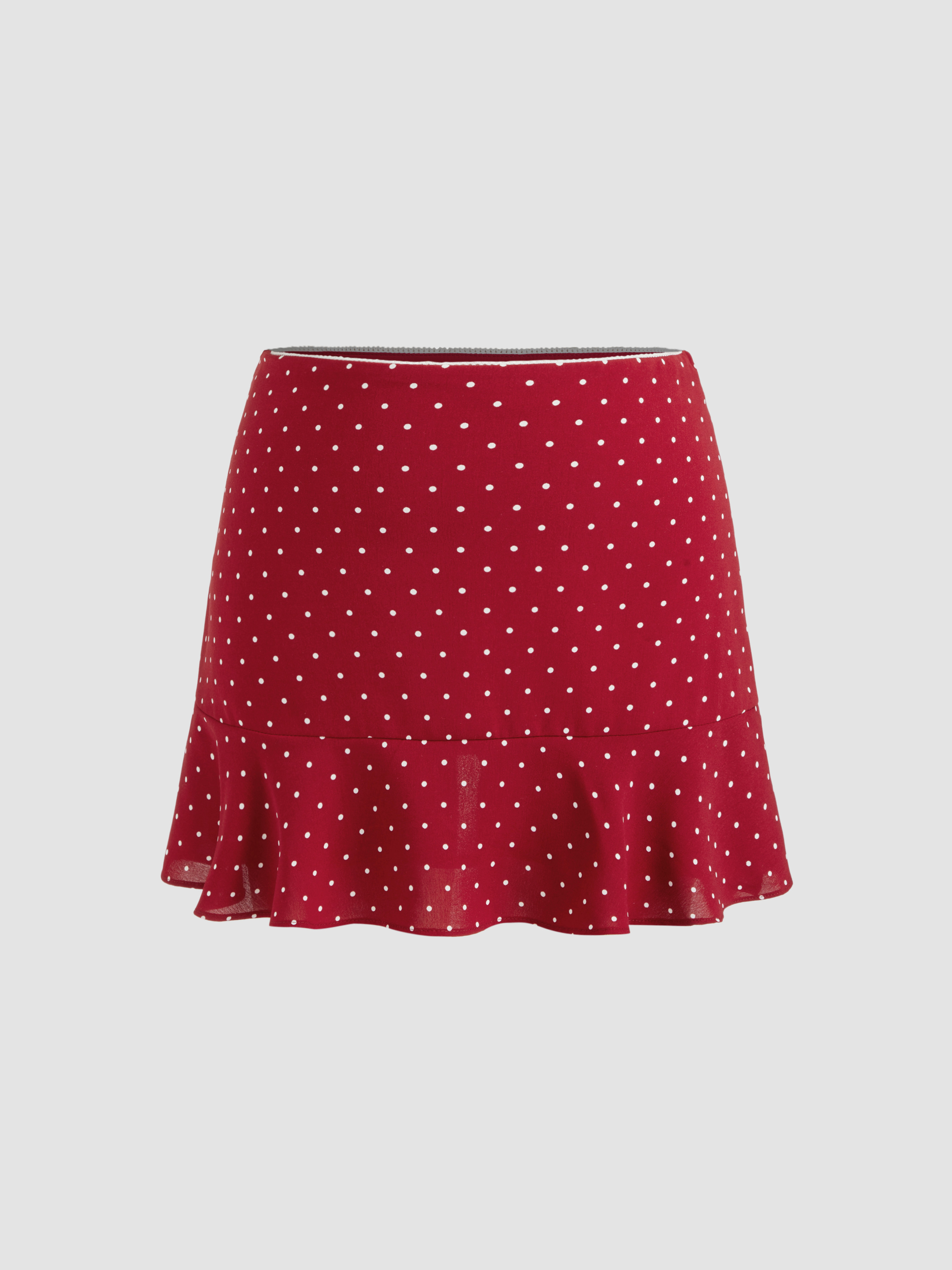 Low Rise Polka Dot Ruffle Mini Skirt