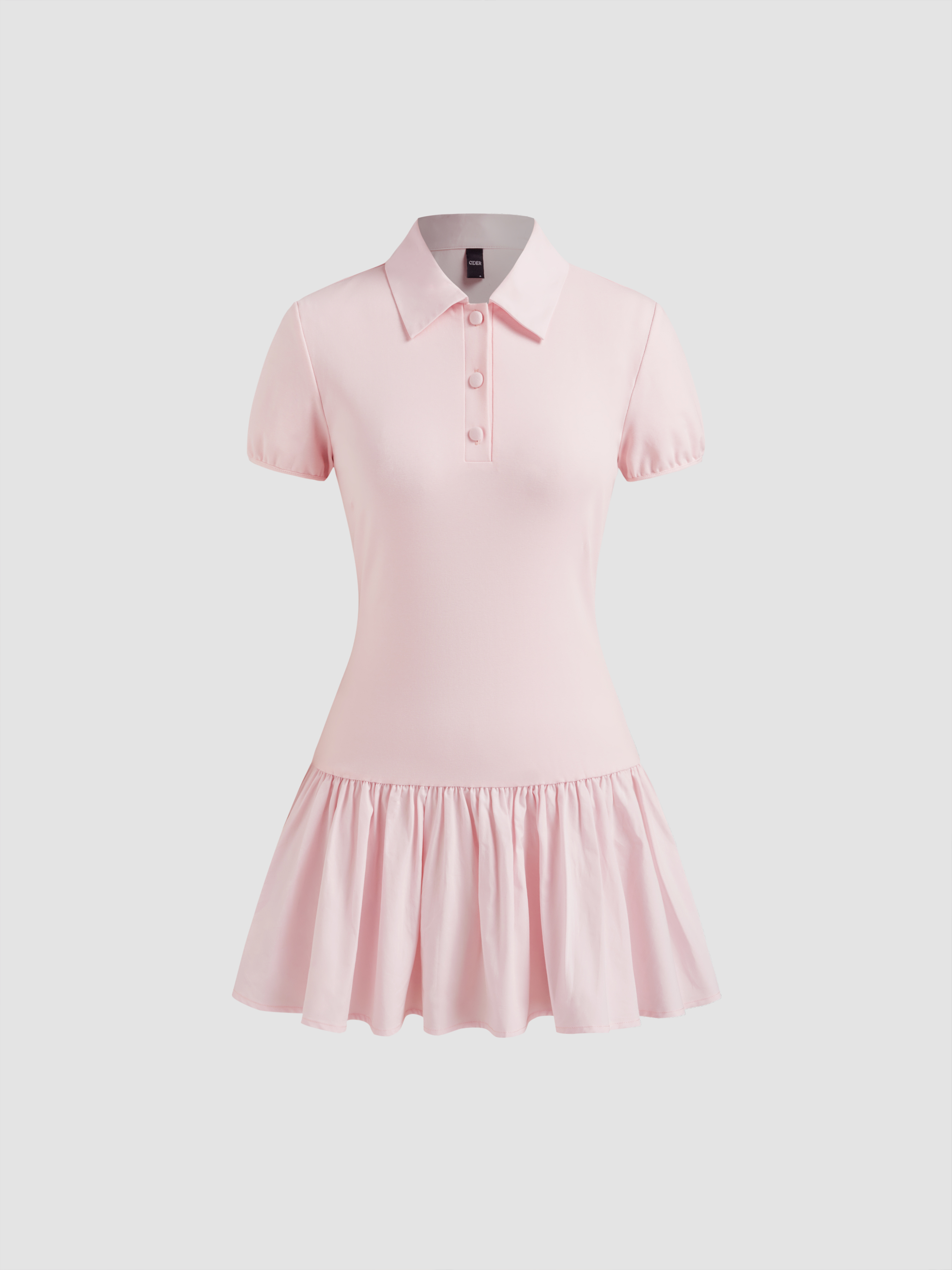 『Cider』ニットポロ コントラストバインディング ミニドレス ニット生地 Poloコントラストバインディングニットミニドレス