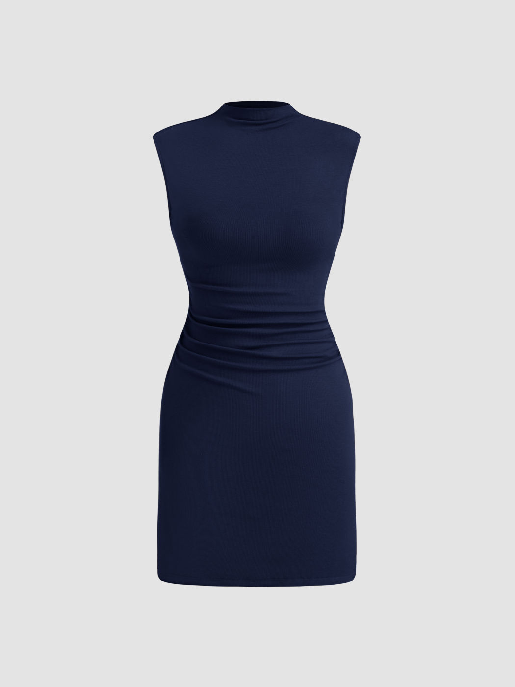 Stehkragen-Rusche-Minikleid