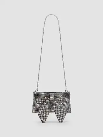 BORSA A POCHETTE CON FIOCCO DI STRASS