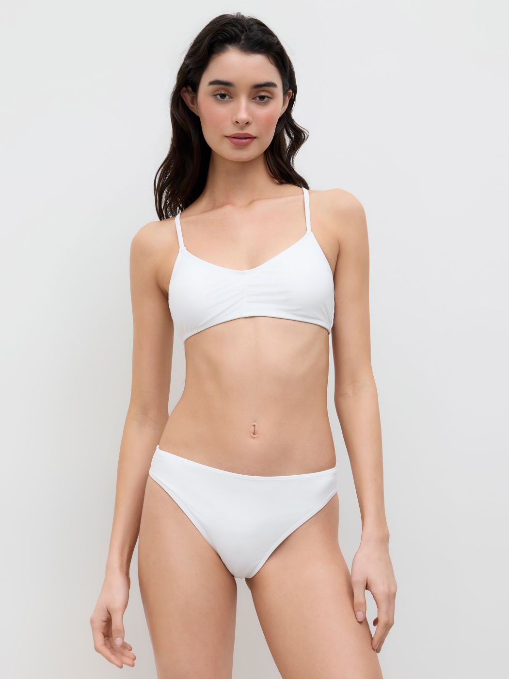 V-neck Ruched Tankini Cheeky Bikini Set