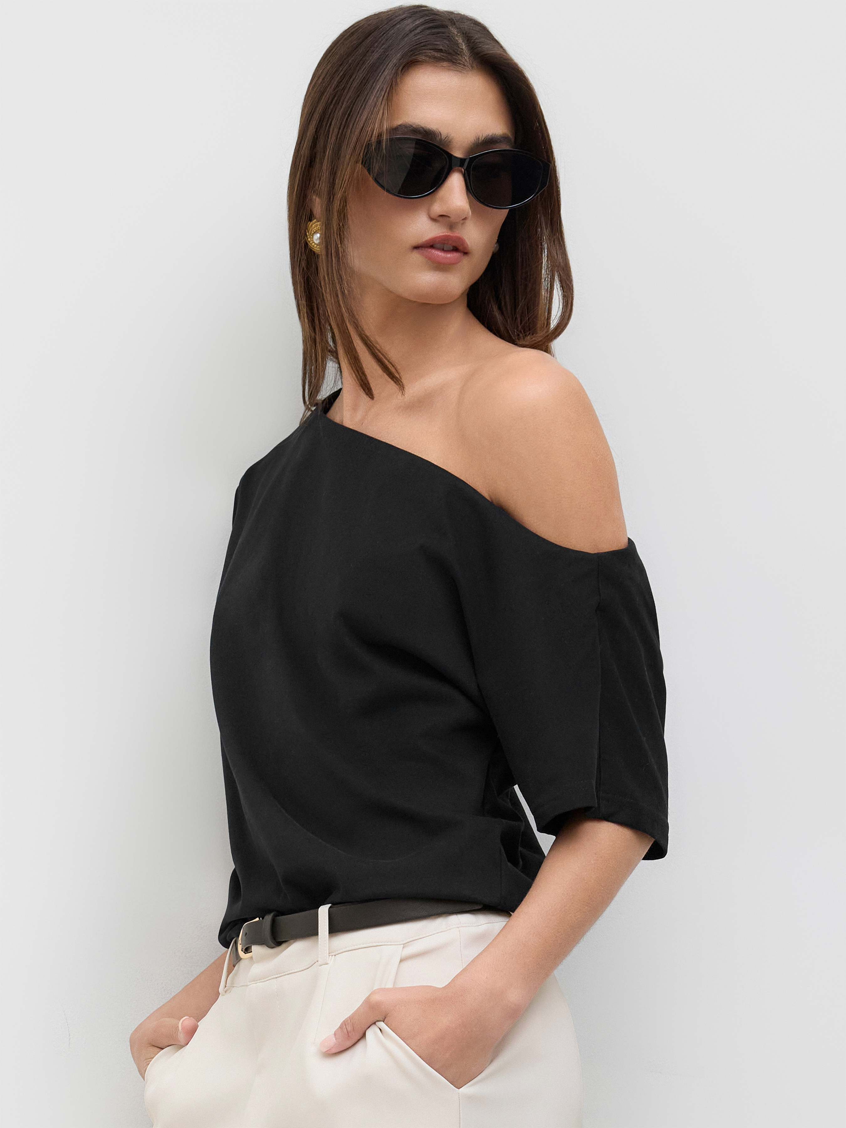 【新品】Asymmetric Cotton-blend Jersey Top Jersey Asymmetric Top – AnonymousIsm