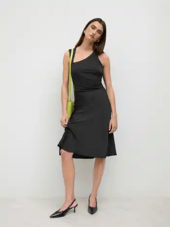 Satin High Rise Ruffle Midi Skirt