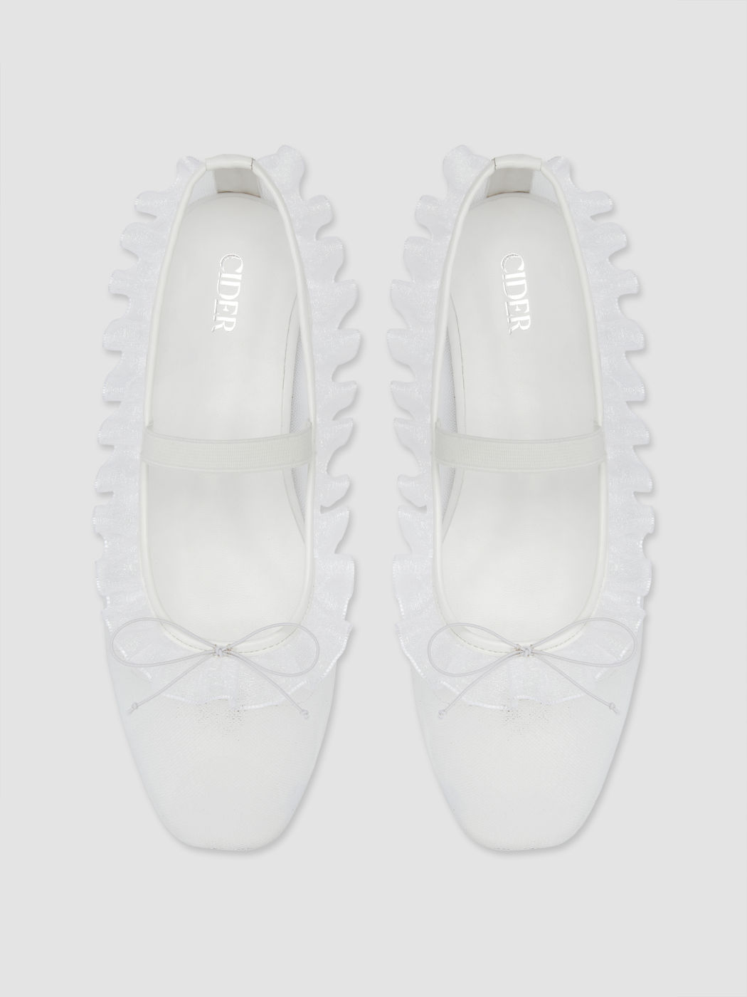 BOWKNOT & RUFFLE MESH MARY JANE FLATS