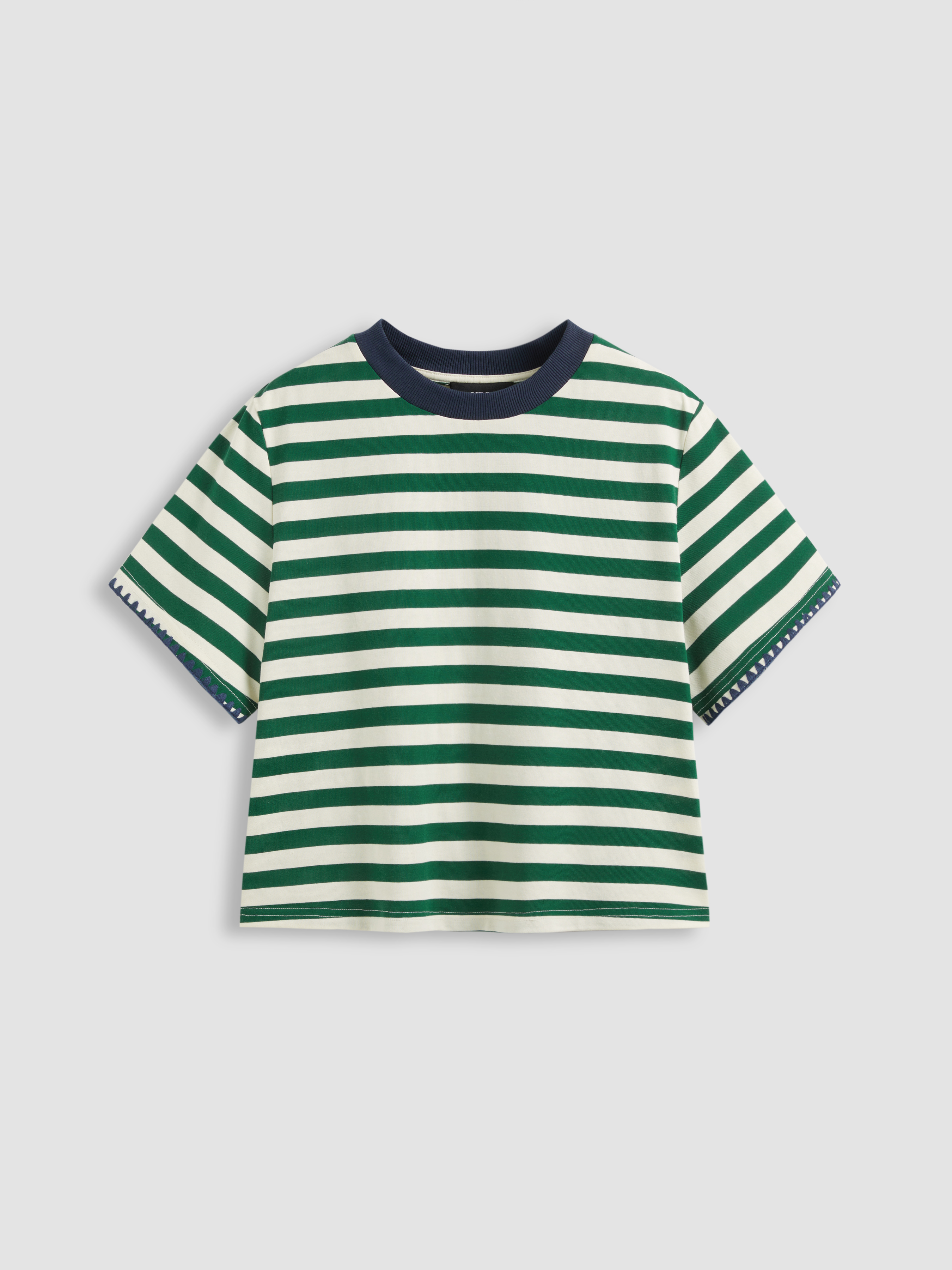 【DISCERNMENT】Stripe Relaxed T-shirt Double-stripe loose T-shirt | Things Between | Women's Short
