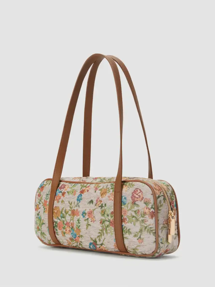 PUSH-LOCK DECOR FAUX LEATHER TOTE BAG