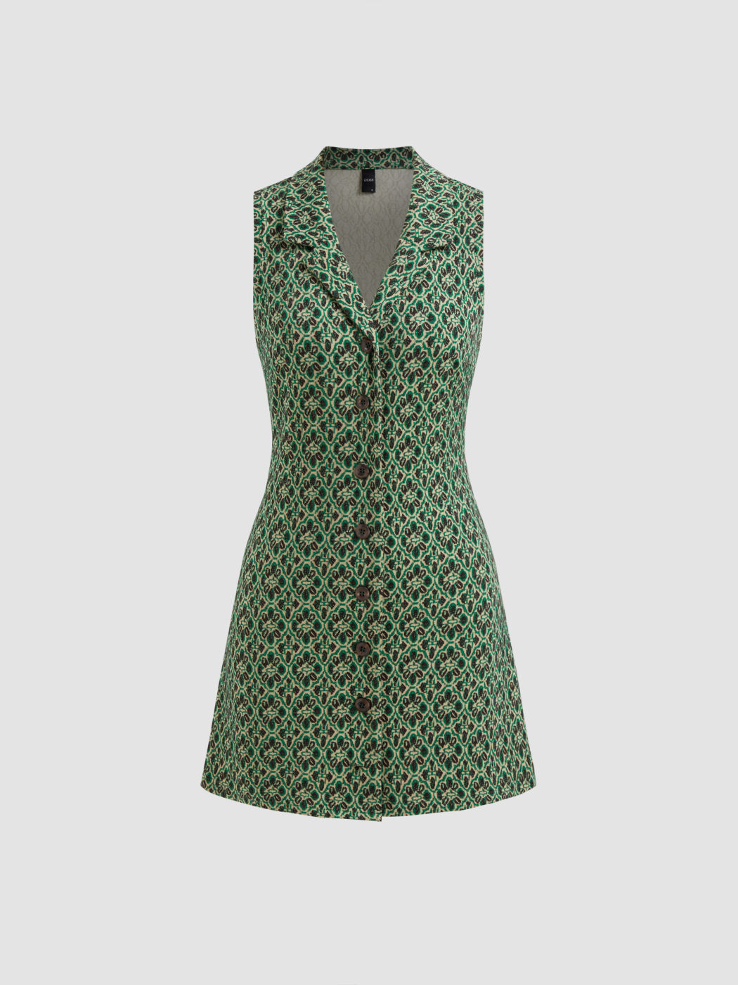 Collar Geometric Button Through Mini Dress