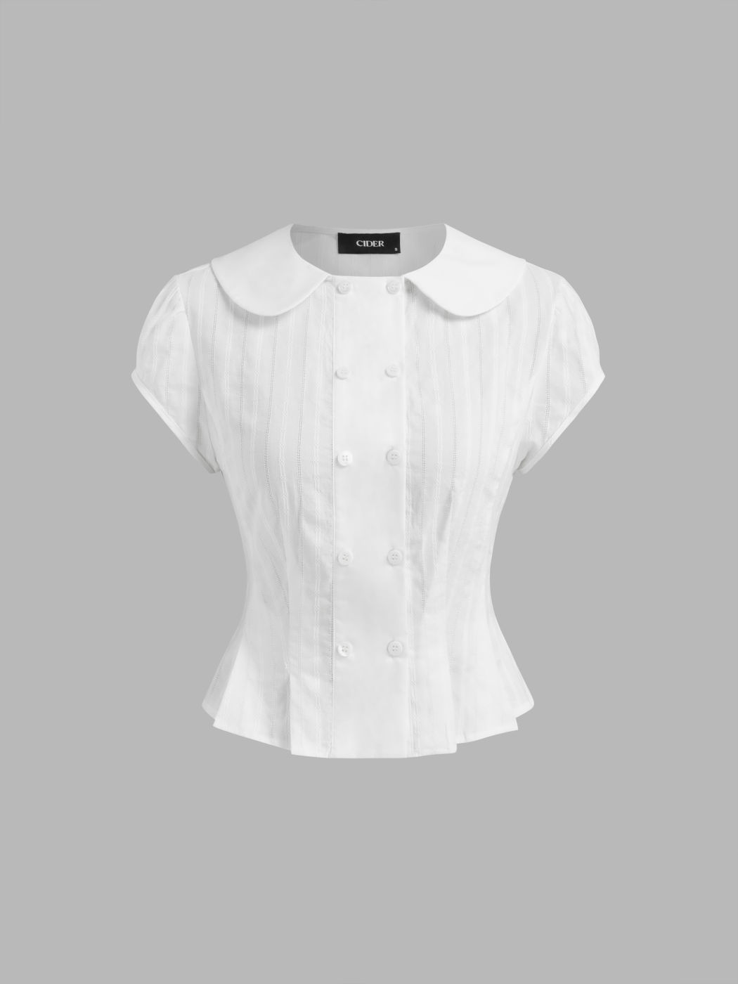 100% Baumwolle Peter-Pan-Kragen Blouse mit englischer Stickerei und Plissee