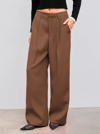 Houndstooth High Waist Belted Wide Leg Trousers