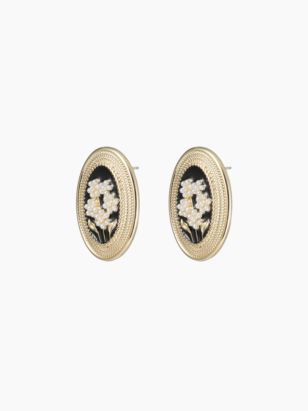 FAUX PEARL & FLOWER STUD EARRINGS