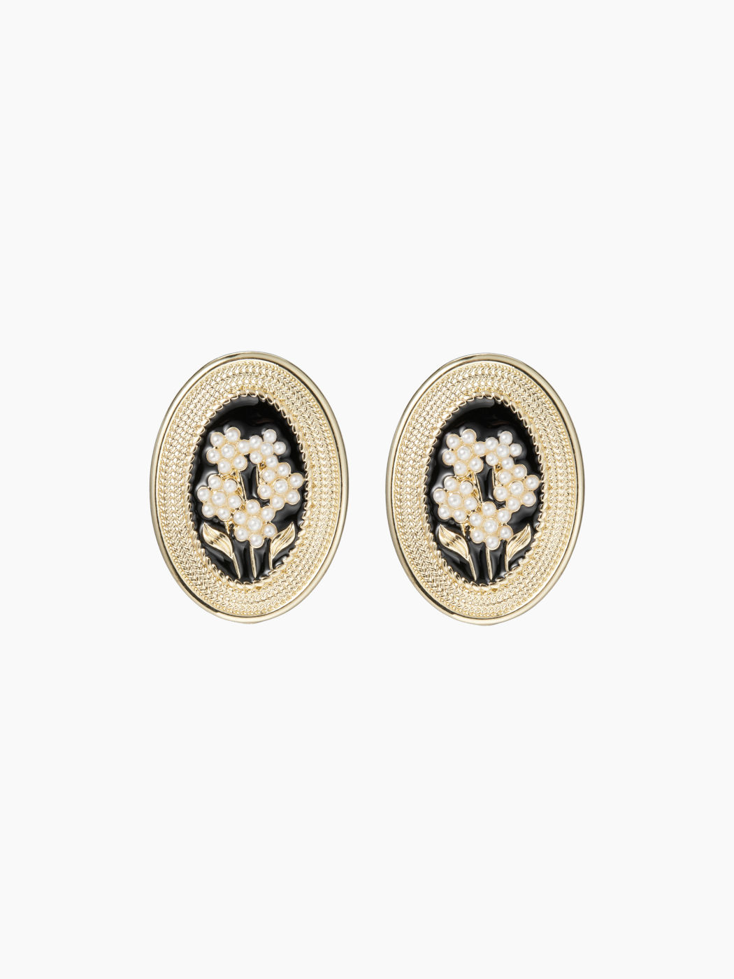 FAUX PEARL & FLOWER STUD EARRINGS