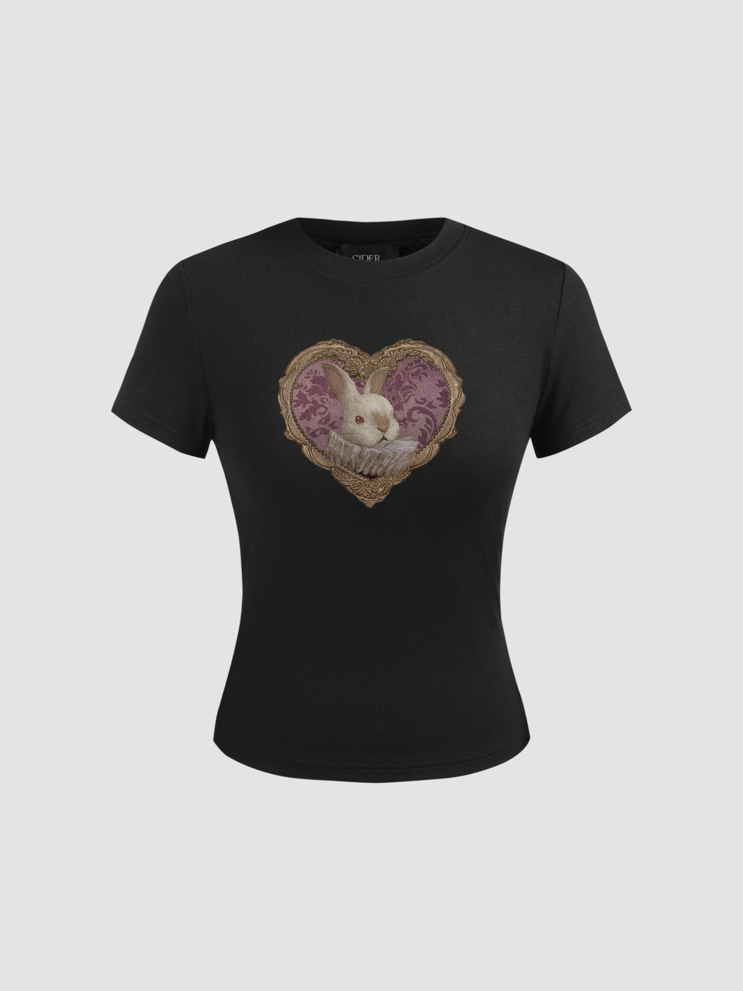 Round Neckline Rabbit Graphic Tee