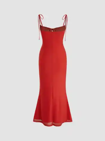 Mesh Sweetheart Floral Lace Up Maxi Dress
