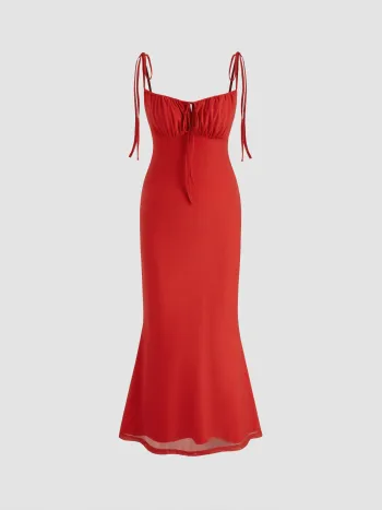 Mesh Sweetheart Floral Lace Up Maxi Dress