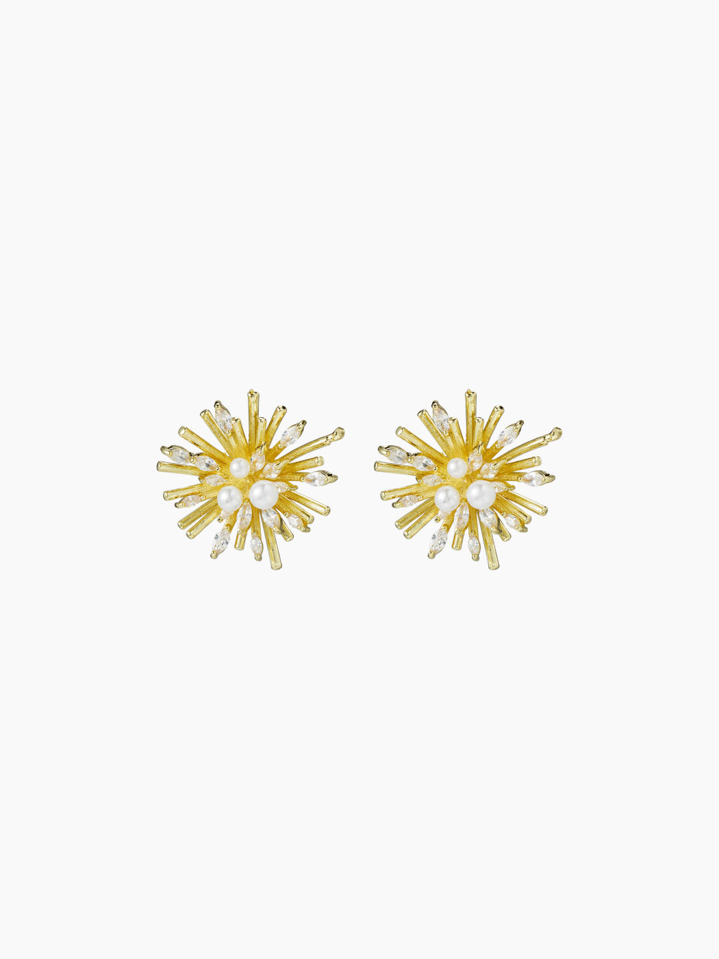 FLOWER & ZIRCON STUD EARRINGS