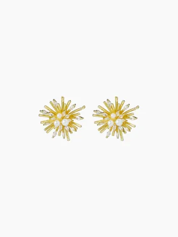 Blumen- und Zirkon-Stud-Ohrringe