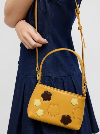FLOWER FAUX LEATHER HANDBAG & CROSSBODY BAG