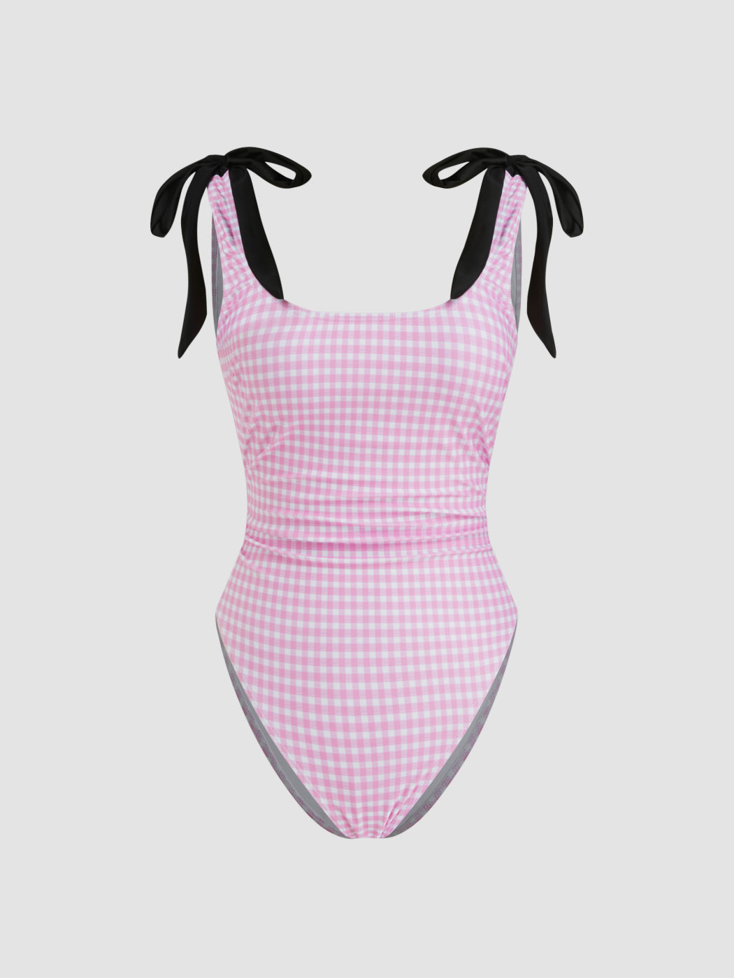 Costume da bagno intero modellante con fiocco in percalle e increspato