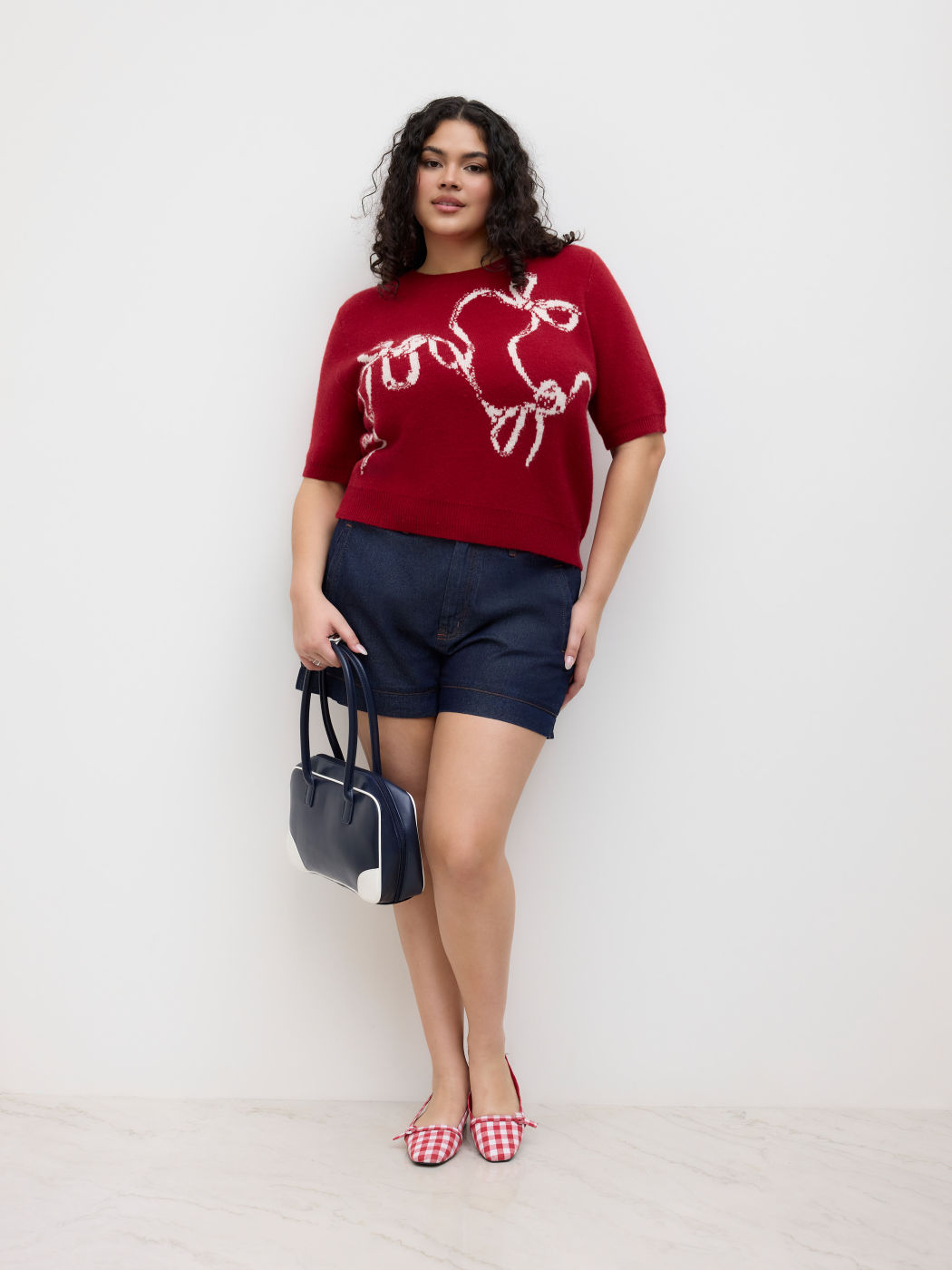 Maglia girocollo fiocco grafico Top Curve & Plus