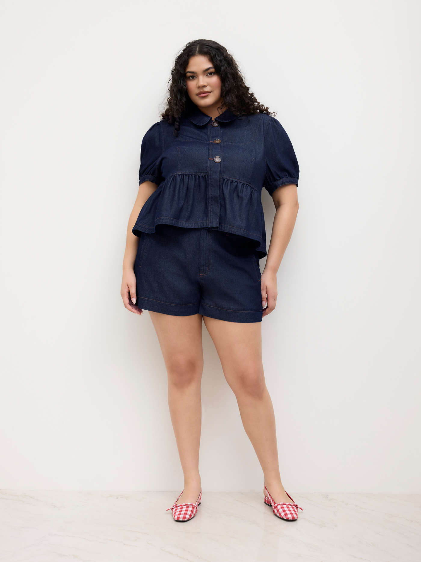 Denim Mid Rise Micro Shorts Curve & Plus