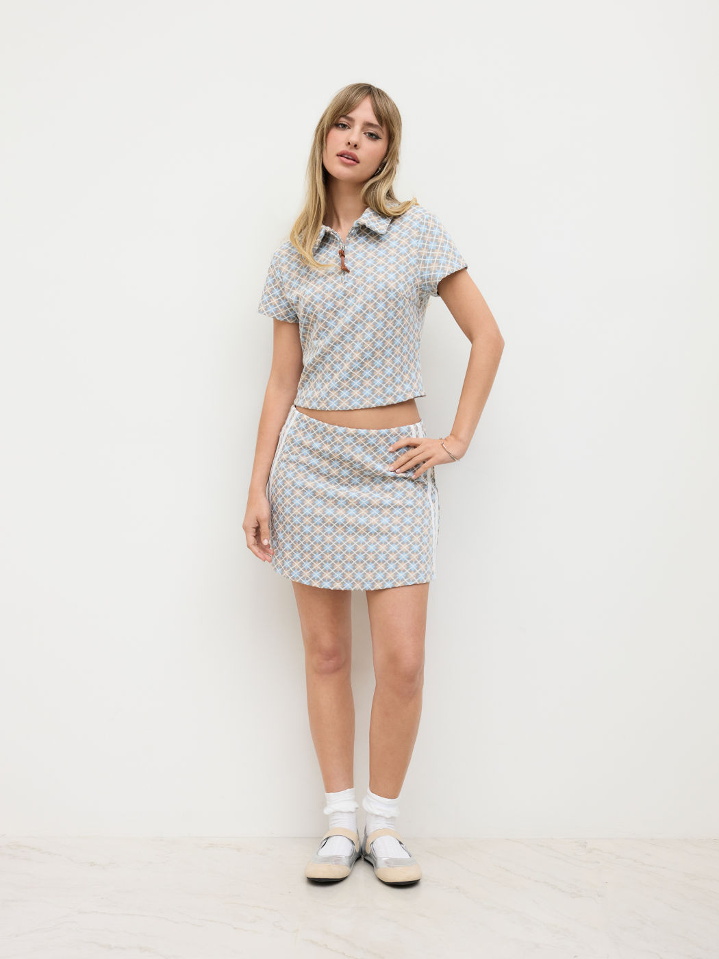 Jacquard Polo Geometric Short Sleeve Tee