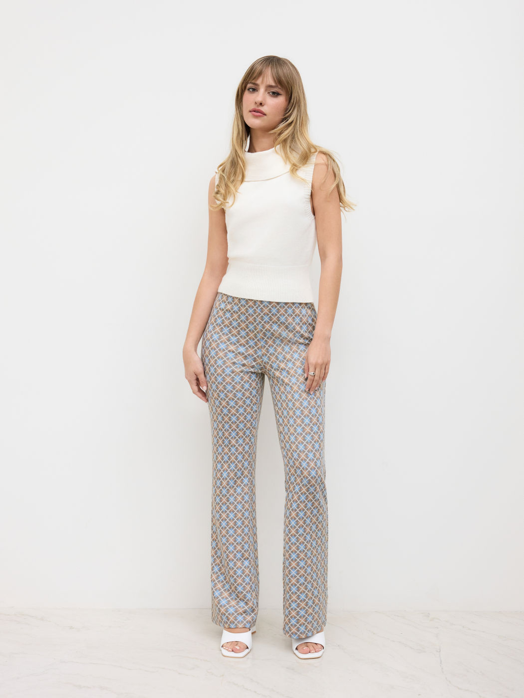 High Rise Retro Geometric Flared Pants