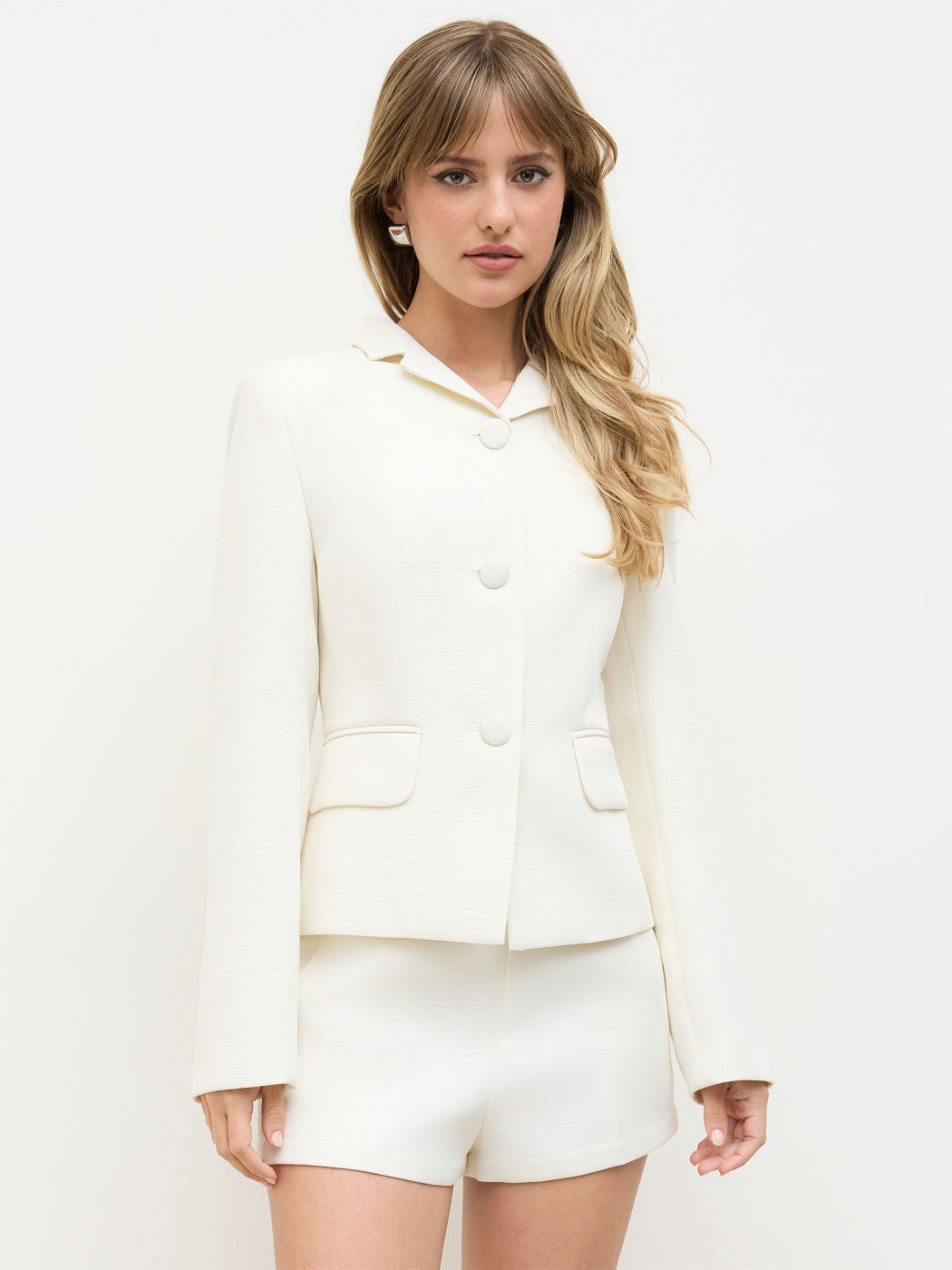 Jacquard Notched Collar Blazer
