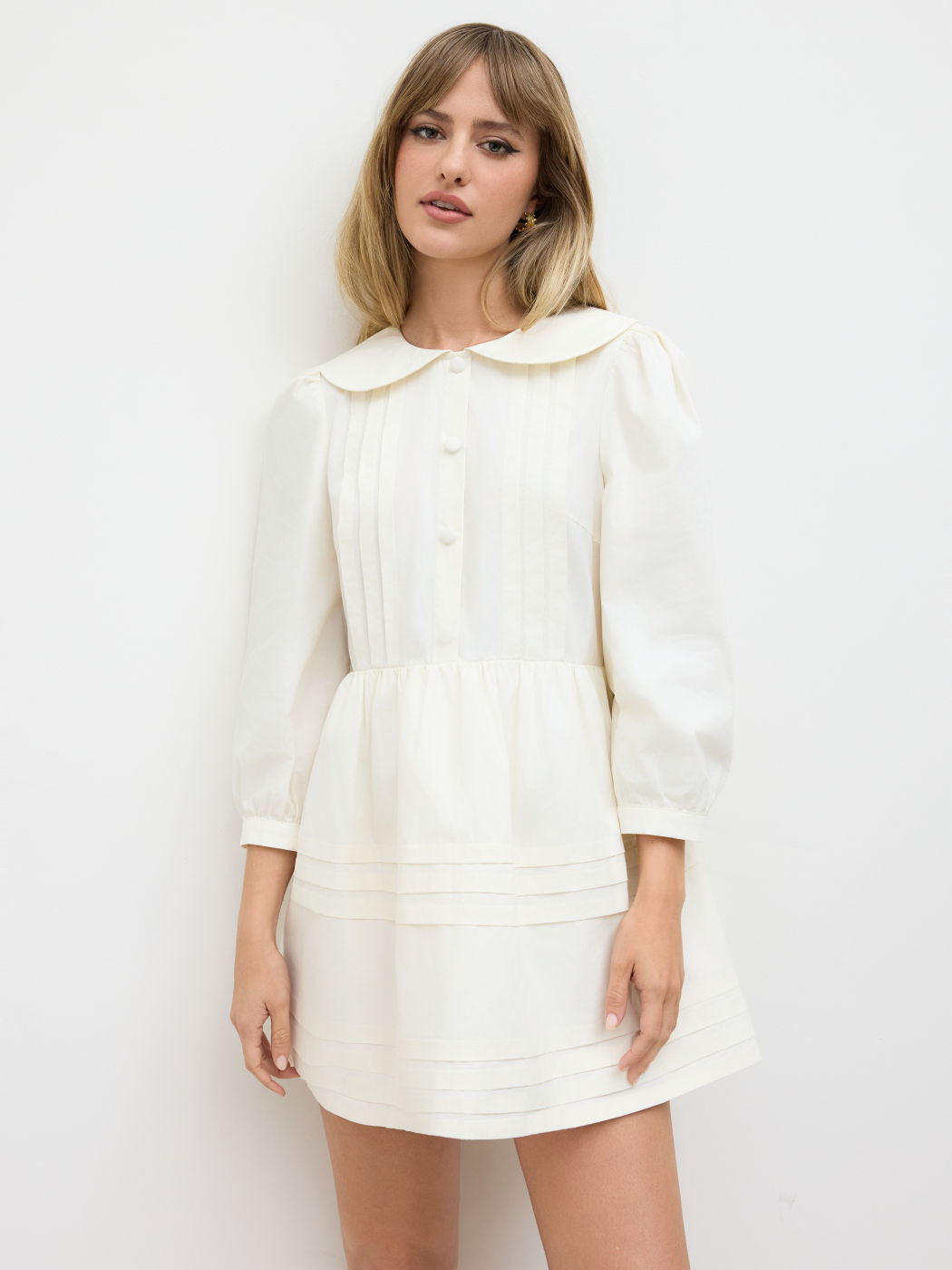Cotton Peter Pan Collar Smock Mini Dress
