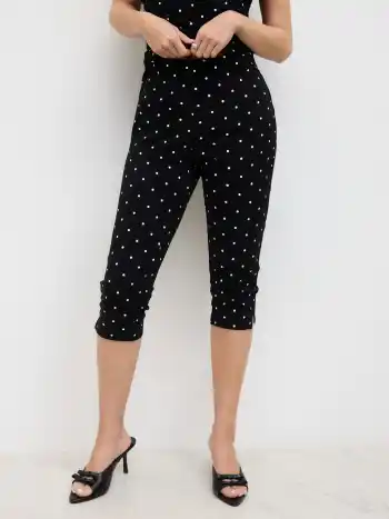 Stretch-Caprihosen mit Polkadots