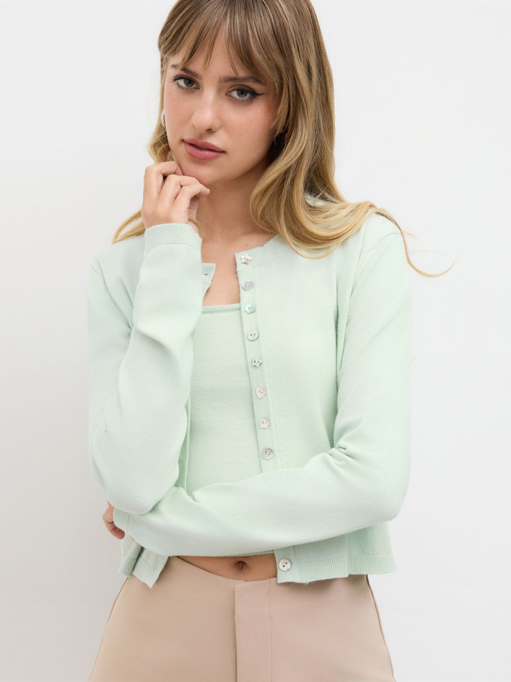 Strick-Crop-Tank-Top mit Cardigan